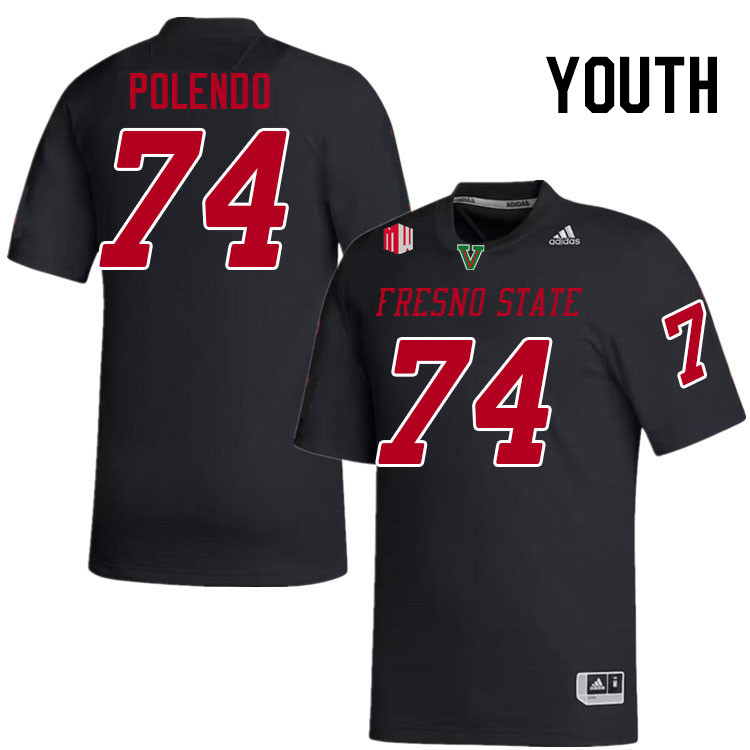 Youth #74 Julian Polendo Fresno State Bulldogs College Football Jerseys Stitched-Black